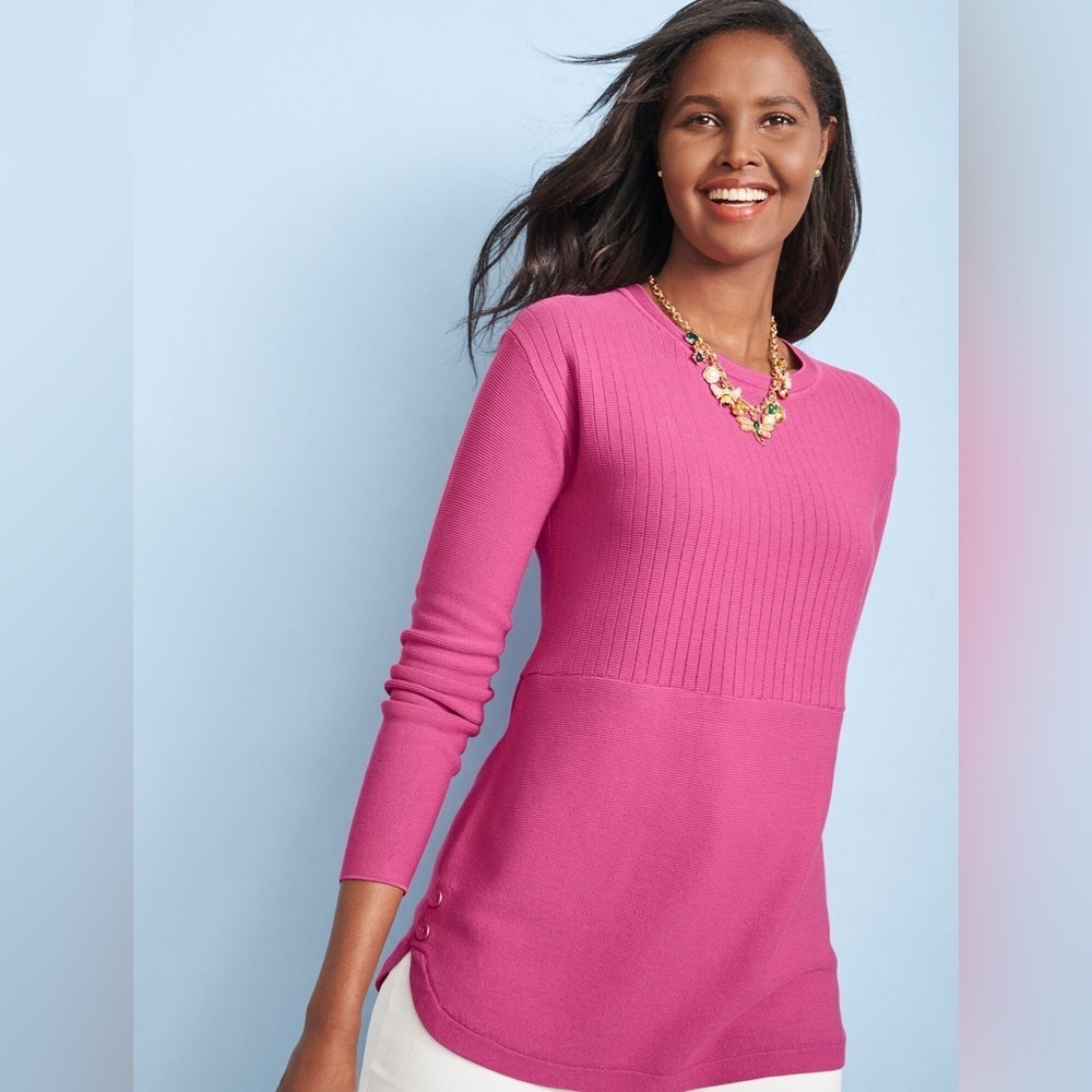 Talbots Vibrant Pink Crew Neck Sweater